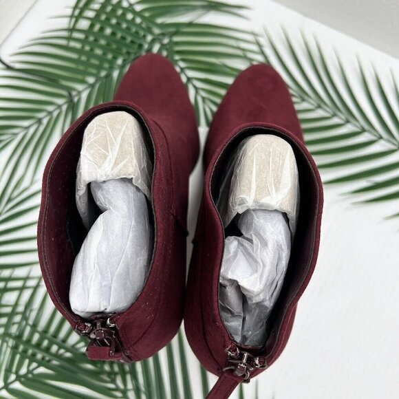 Violet & Red Jackson Lazer Cut Topline Bootie Faux Suede Burgundy Size 7 NWOB - Picture 8 of 14